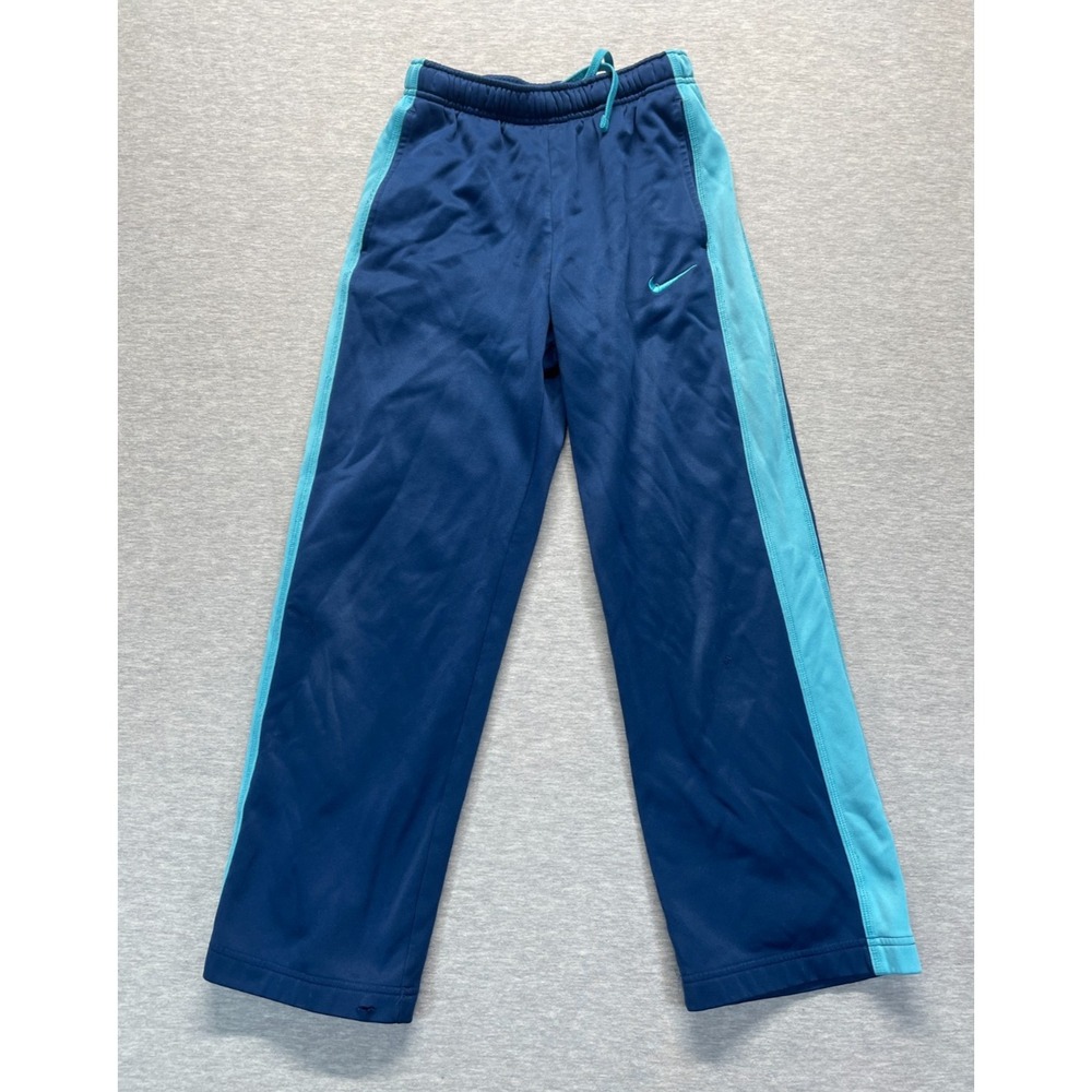 Nike Therma Fit Track Pants Boys Large Blue Fleece Lined Drawstring Athleisure